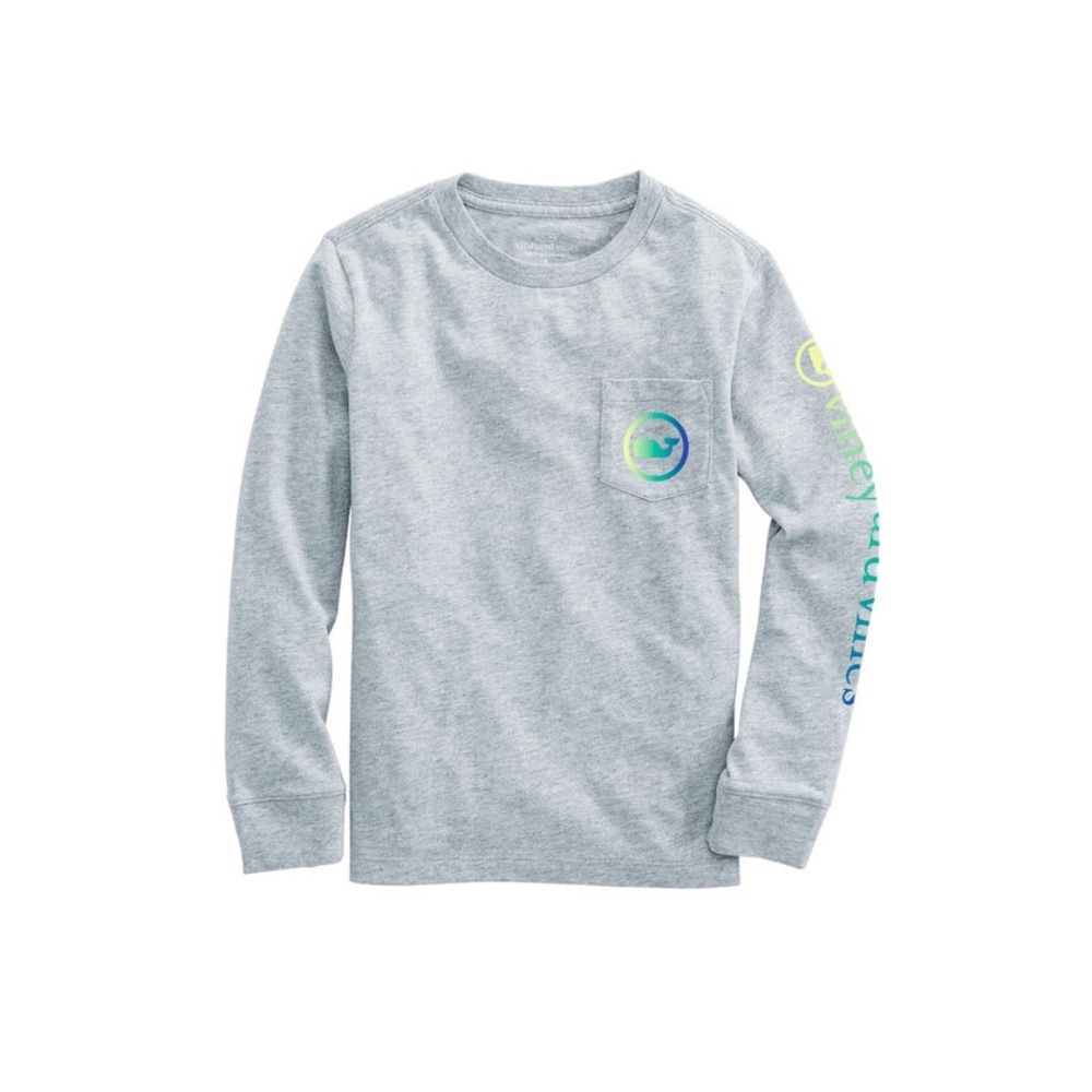 Vineyard Vines T Shirt Youth Long Sleeve Gray Cotton Whale